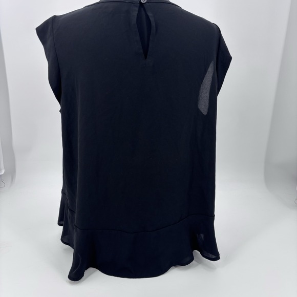Ann Taylor LOFT Black Sheer Sleeveless Blouse Womens Size S Ruffle Office Siren - Picture 4 of 8